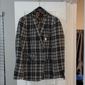 Paisley & Gray Black and White Plaid Blazer